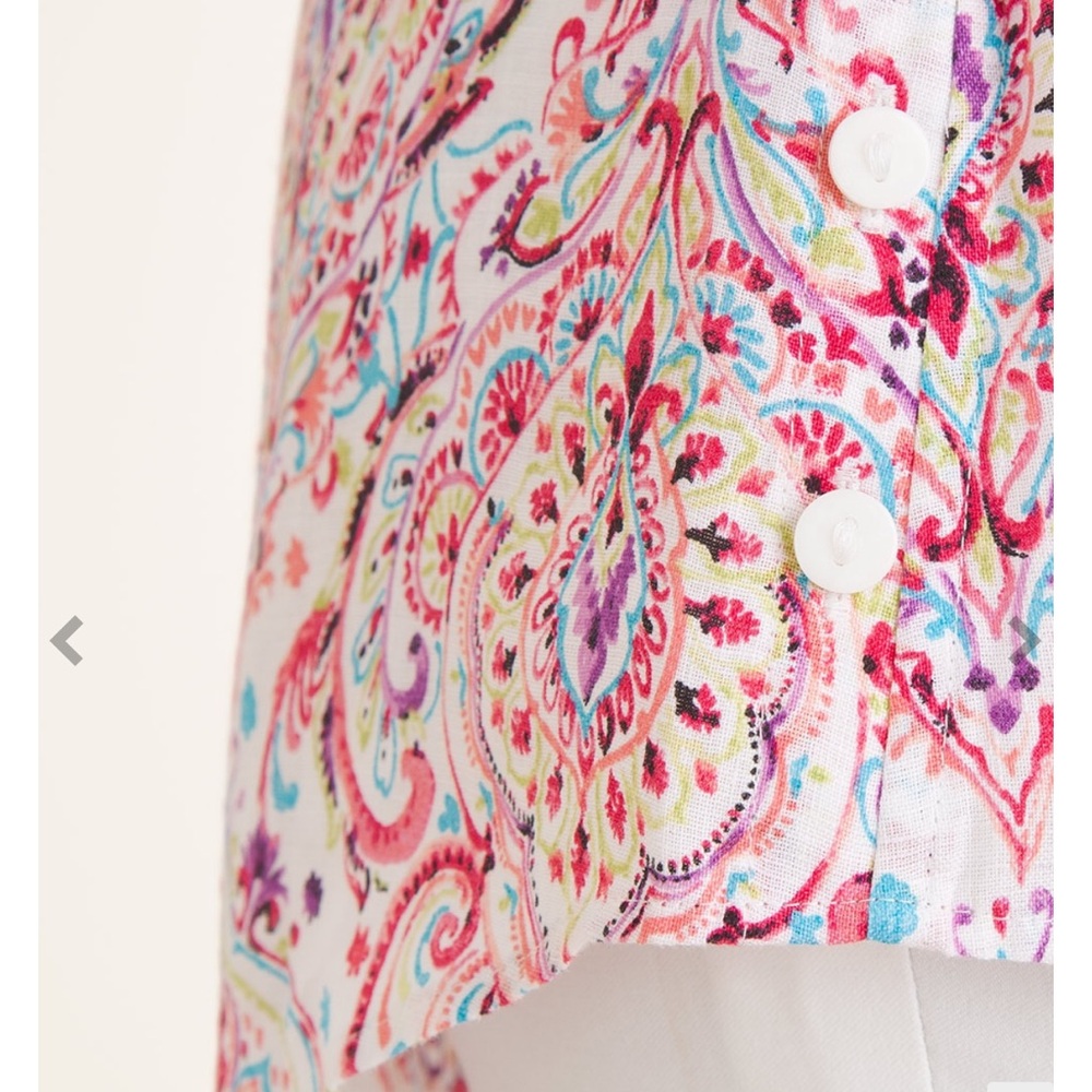 Chico’s Paisley Print No-Iron 100% Linen Tunic Top Button Shirt Size 3, XL, 1X - Picture 12 of 14